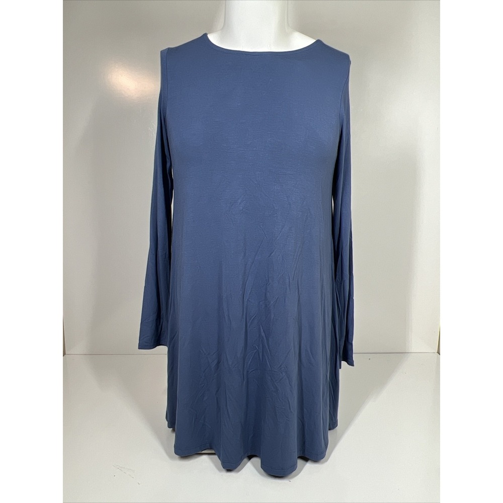 NWT B Sharp Tanboocel Lightweight Dark Blue Causal Fun Dress Flowy Womens SZ L